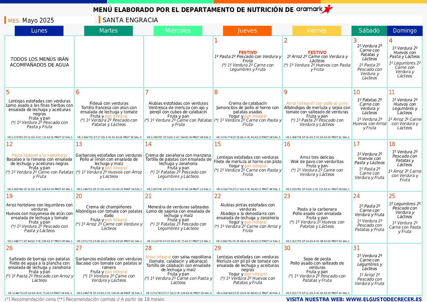 MENÚ BASAL Menú octubre